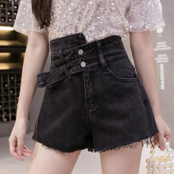 2021 summer spring womens irregular high waisted wide leg blue black denim shorts , jeans shorts for woman, White;black
2021 summer spring womens irregular high waisted wide leg blue black denim shorts , jeans shorts for woman, White;black