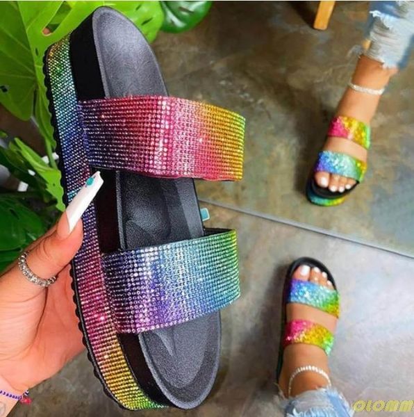 2021 women's sandals summer low heel outdoor beach slippers rhinestone platform shoes fashion plus size 43, Black
2021 women's sandals summer low heel outdoor beach slippers rhinestone platform shoes fashion plus size 43, Black