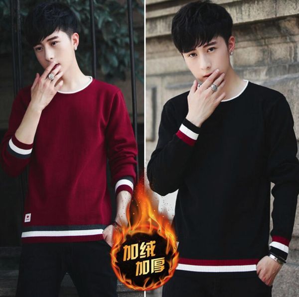 new men's sweater new korean edition plush long sleeve knitted shirt youth hundred-set sweater round-collar oat, White;black
new men's sweater new korean edition plush long sleeve knitted shirt youth hundred-set sweater round-collar oat, White;black