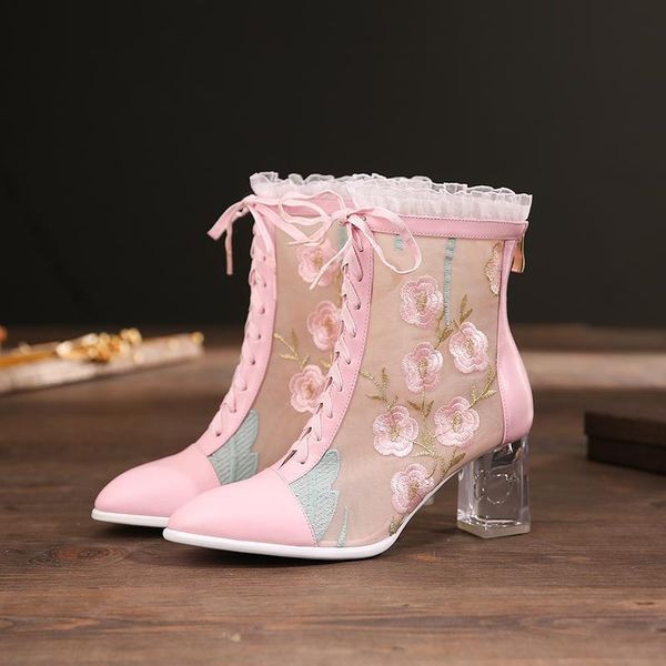boots pink lolita shoes women summer mesh cross-tied with zip closure embroidery ankle crystal heels size 41 42 43, Black
boots pink lolita shoes women summer mesh cross-tied with zip closure embroidery ankle crystal heels size 41 42 43, Black