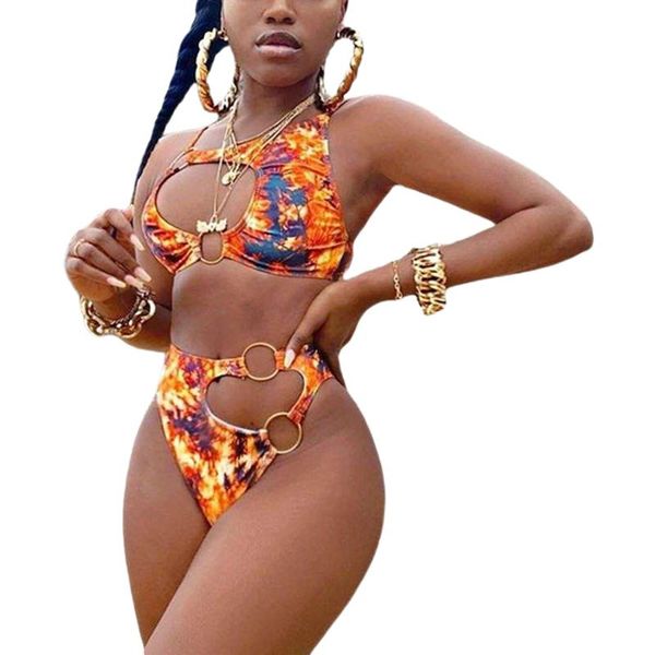 women's swimwear women two-piece swimming clothes set, orange tie-dyed printed pattern bikini and shorts, White;black
women's swimwear women two-piece swimming clothes set, orange tie-dyed printed pattern bikini and shorts, White;black