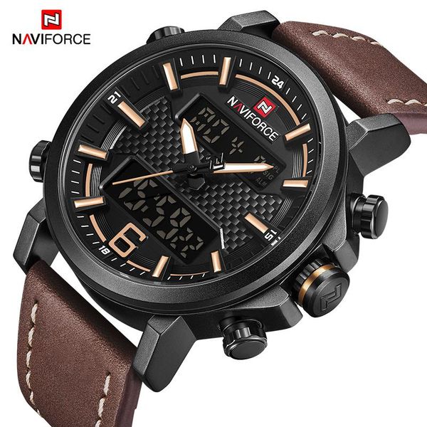 wristwatches naviforce led digital sport mens watches waterproof luxury leather quartz wristwatch military alarm clock male relogio masculin, Slivery;brown
wristwatches naviforce led digital sport mens watches waterproof luxury leather quartz wristwatch military alarm clock male relogio masculin, Slivery;brown