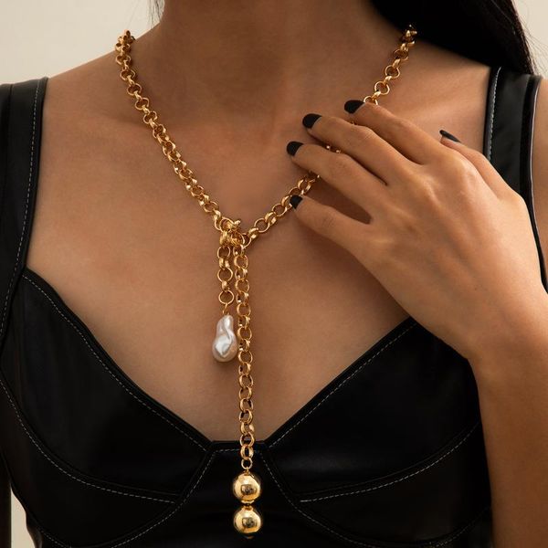 chains diezi vintage baroque imitation pearl tassel necklace women hip hop fashion gold color chain choker 2021 jewelry, Silver
chains diezi vintage baroque imitation pearl tassel necklace women hip hop fashion gold color chain choker 2021 jewelry, Silver