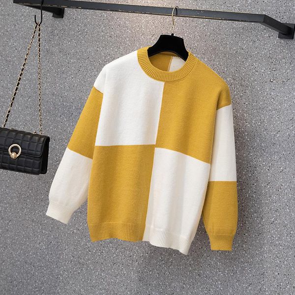 women's sweaters fashion contrast color patchwork loose plus size pull oversize femme casual mom winter knitted yellow pink, White;black
women's sweaters fashion contrast color patchwork loose plus size pull oversize femme casual mom winter knitted yellow pink, White;black