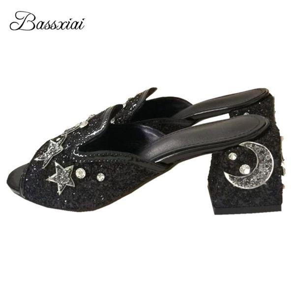 sandals sequins star moon decor lady mules open toe square med heel slingbacks bling summer for girls women, Black
sandals sequins star moon decor lady mules open toe square med heel slingbacks bling summer for girls women, Black