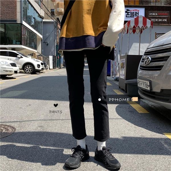 women's jeans simple korean style chic spring autumn denim pants students ankle-length straight for women black,blue
women's jeans simple korean style chic spring autumn denim pants students ankle-length straight for women black,blue