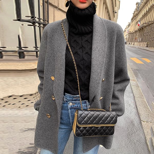 2021 spring ofice lady turn-down collar long-sleeved double breasted minimalist solid color woolen suit coat 8d892, Black;brown
2021 spring ofice lady turn-down collar long-sleeved double breasted minimalist solid color woolen suit coat 8d892, Black;brown
