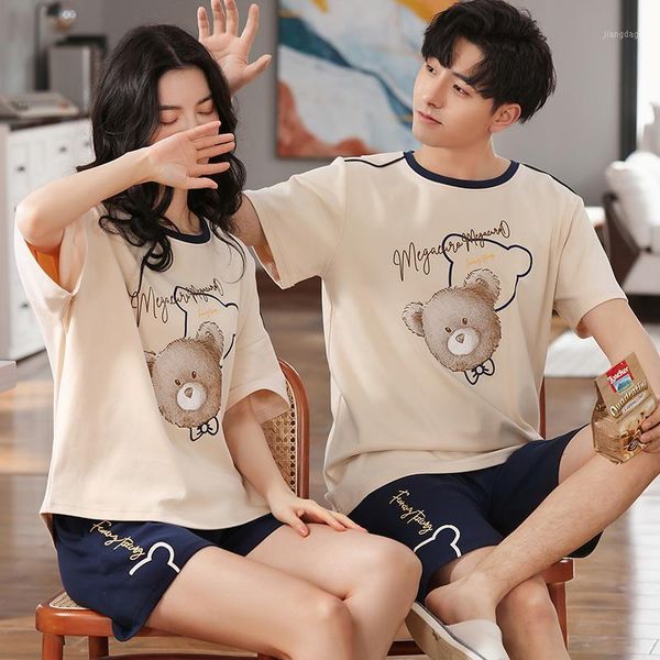 men's sleepwear fashion summer plus size cartoon couple pajamas set full cotton soft short sleeve man's and women's matching, Black;brown
men's sleepwear fashion summer plus size cartoon couple pajamas set full cotton soft short sleeve man's and women's matching, Black;brown