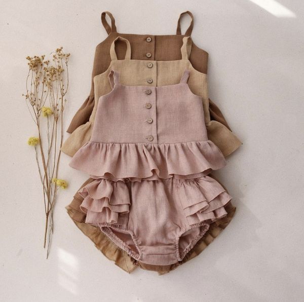 ins baby girls cotton linen clothing sets toddler kids ruffle backless tank tiered falbala pp shorts 2pcs infant soft comfortable outfits q0, White
ins baby girls cotton linen clothing sets toddler kids ruffle backless tank tiered falbala pp shorts 2pcs infant soft comfortable outfits q0, White