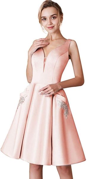 sweety v-neck arabic homecoming dresses with pocket satin beads african knee length short cocktail gowns graduation party gown, White;black
sweety v-neck arabic homecoming dresses with pocket satin beads african knee length short cocktail gowns graduation party gown, White;black