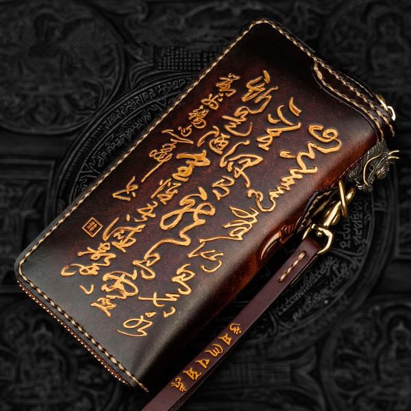 wallets handmade genuine leather carving dragon chinese calligraphy purses men clutch vegetable tanned wallet, Red;black
wallets handmade genuine leather carving dragon chinese calligraphy purses men clutch vegetable tanned wallet, Red;black