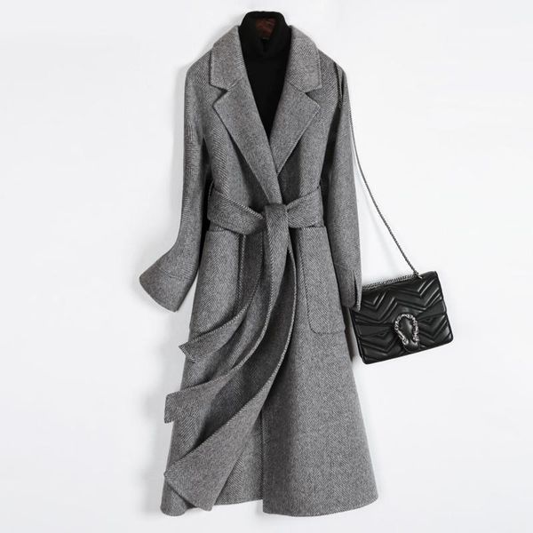 women's wool & blends female vintage jacket woman autumn 2021 real coat double-side woolen coats korean long abrigo mujer, Black
women's wool & blends female vintage jacket woman autumn 2021 real coat double-side woolen coats korean long abrigo mujer, Black