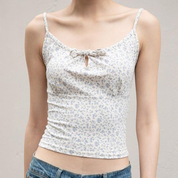 women's tanks & camis sweet women soft cotton o neck straight sling 2021 summer fashion ladies college style bow lace vest female print, White 
women's tanks & camis sweet women soft cotton o neck straight sling 2021 summer fashion ladies college style bow lace vest female print, White