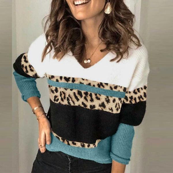 women's sweaters leopard printed sweater women color block striped casual loose v neck knitted pullover pull femme hiver y2k jumpe, White;black
women's sweaters leopard printed sweater women color block striped casual loose v neck knitted pullover pull femme hiver y2k jumpe, White;black