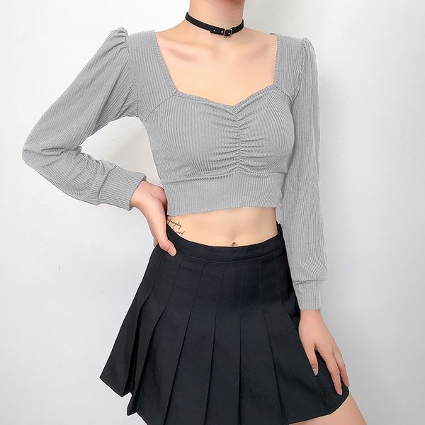 solid color womens t-shirt long sleeve casual basic knitting shirt 2021 korean fashion streetwear skinny crop, White
solid color womens t-shirt long sleeve casual basic knitting shirt 2021 korean fashion streetwear skinny crop, White
