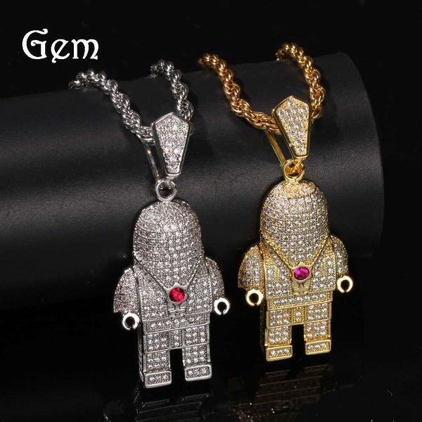gold inlaid diamond astronaut hip hop pendant necklace cartoon creative men and women trendsetter accessories, Silver
gold inlaid diamond astronaut hip hop pendant necklace cartoon creative men and women trendsetter accessories, Silver