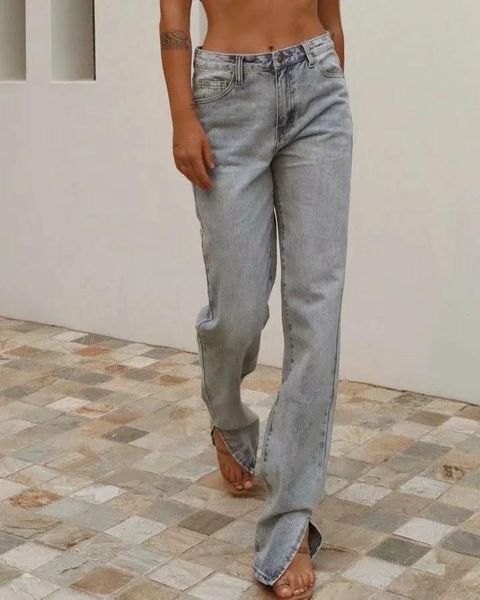 women's jeans streetwear trousers pants split ladies vintage fashion denim woman high waist bottom, Blue
women's jeans streetwear trousers pants split ladies vintage fashion denim woman high waist bottom, Blue