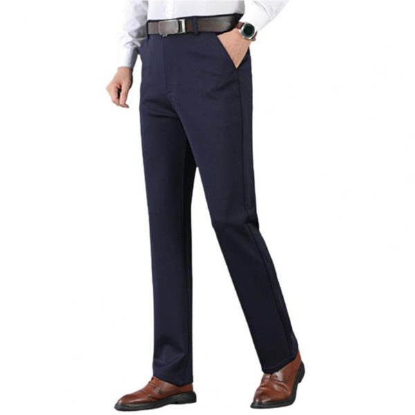 men's suits & blazers slim men suit pants solid color business casual dress high waist thick formal male trousers for work, White;black
men's suits & blazers slim men suit pants solid color business casual dress high waist thick formal male trousers for work, White;black