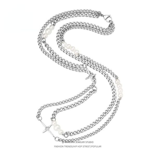 chains 2021 personality punk pearl stitching cross titanium steel cuban necklace hip hop trend wild street couple gift jewelry, Silver
chains 2021 personality punk pearl stitching cross titanium steel cuban necklace hip hop trend wild street couple gift jewelry, Silver