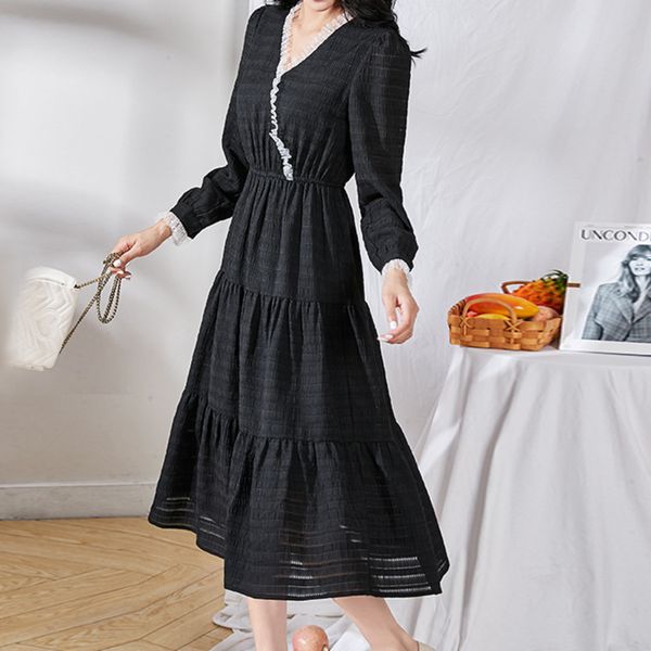Autumn Clothes Women Fashion Long Sleeve Evening Dress Elegant Black White Lace Dress Party Robe Manche Longue
Autumn Clothes Women Fashion Long Sleeve Evening Dress Elegant Black White Lace Dress Party Robe Manche Longue
