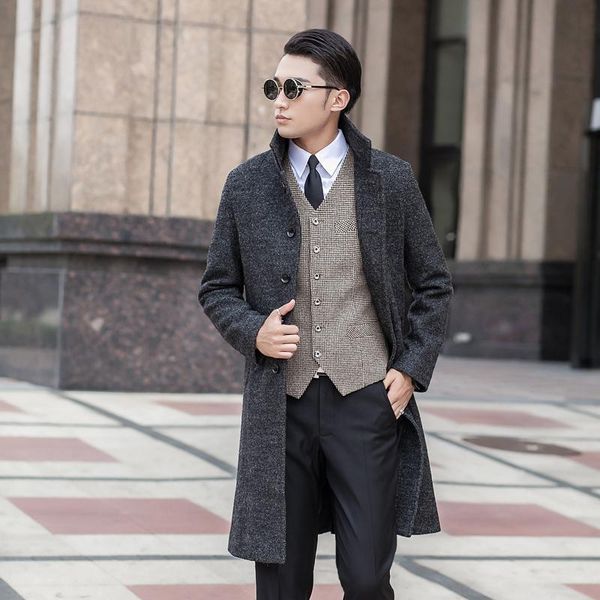 men's wool & blends s-9xl 2021 woolen overcoat outerwear clothing medium-long plus size trench coat, Black
men's wool & blends s-9xl 2021 woolen overcoat outerwear clothing medium-long plus size trench coat, Black