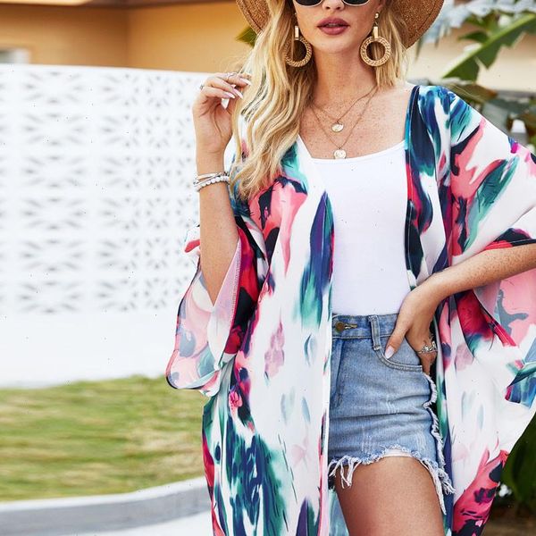 womens and blouses women chiffon print kimono loose half sleeve shawl cardigan cover up women clothes, White
womens and blouses women chiffon print kimono loose half sleeve shawl cardigan cover up women clothes, White