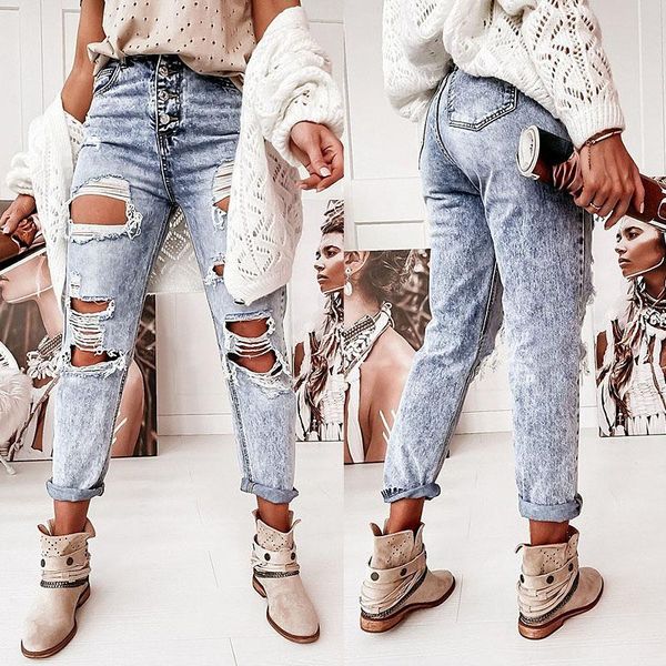 women's jeans 2021 fashion hole ripped denim scratched straight pants female trousers, Blue
women's jeans 2021 fashion hole ripped denim scratched straight pants female trousers, Blue