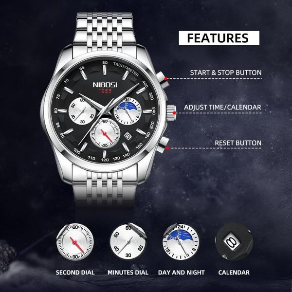 wristwatches nibosi watches men business dress wristwatch waterproof stainless steel quartz clock sport watch reloj hombre, Slivery;brown
wristwatches nibosi watches men business dress wristwatch waterproof stainless steel quartz clock sport watch reloj hombre, Slivery;brown
