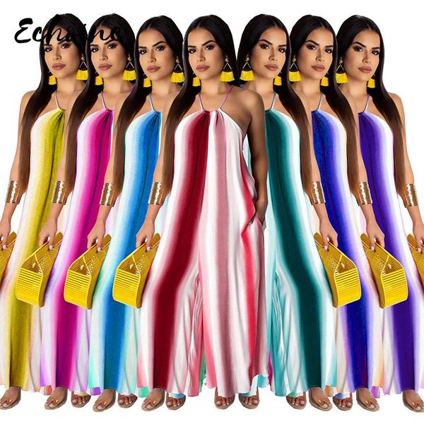 women's jumpsuits & rompers echoine summer fashion loose casual tie dye striped long stright jumpsuit women halter off shoulder wide le, Black;white
women's jumpsuits & rompers echoine summer fashion loose casual tie dye striped long stright jumpsuit women halter off shoulder wide le, Black;white