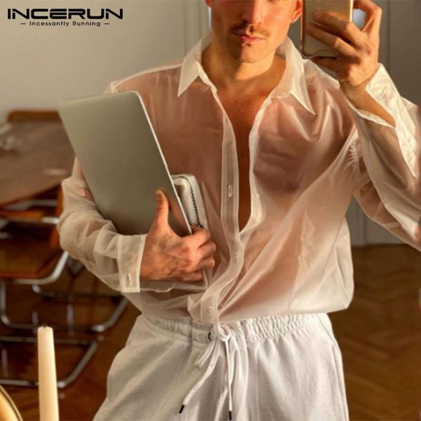 incerun long sleeve turn down collar blouse men solid color mesh shirts spring transparent man nightclub pocket camisa 5xl, White;black
incerun long sleeve turn down collar blouse men solid color mesh shirts spring transparent man nightclub pocket camisa 5xl, White;black