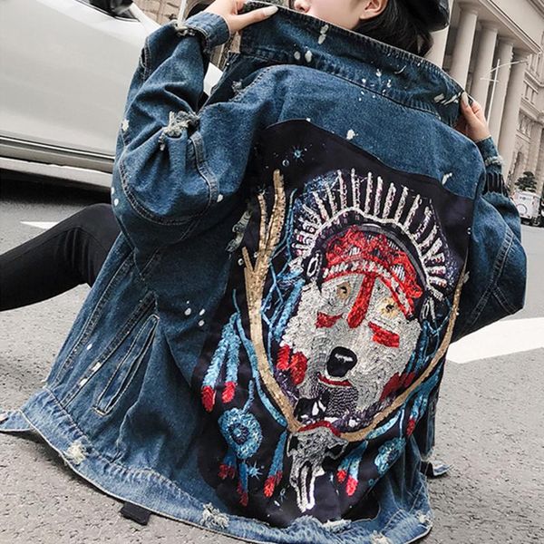 women's jackets spring and autumn vintage heavy industry beaded sequins print patchwork holes turn-down collar single breasted denim ja, Black;brown
women's jackets spring and autumn vintage heavy industry beaded sequins print patchwork holes turn-down collar single breasted denim ja, Black;brown