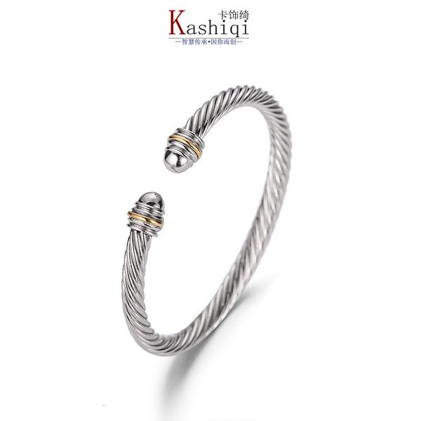 bangles bracelet dy twisted wire round head women's fashion versatile platinum plated two-color hemp trend selling jewelry, Black
bangles bracelet dy twisted wire round head women's fashion versatile platinum plated two-color hemp trend selling jewelry, Black