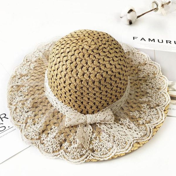 wide brim hats parent-child summer women's sun hat bucket cap beige lace bowknot flowers ribbon flat straw beach caps seaside, Blue;gray
wide brim hats parent-child summer women's sun hat bucket cap beige lace bowknot flowers ribbon flat straw beach caps seaside, Blue;gray