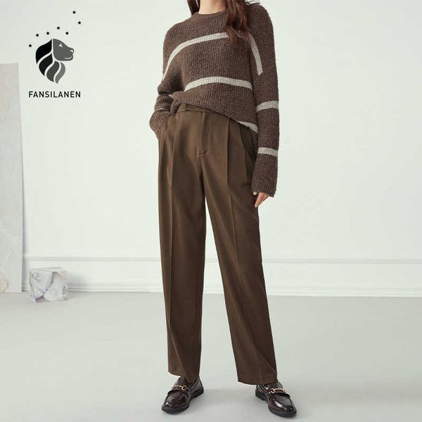 fansilanen autumn winter pleated suit casual pant streetwear loose trousers female straight high waist bottom 210607, Black;white
fansilanen autumn winter pleated suit casual pant streetwear loose trousers female straight high waist bottom 210607, Black;white
