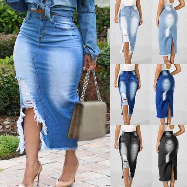 elegant denim fashion ripped women skirt split long trendy blue saia ladies high waist distressed jeans bodycon mid, Black
elegant denim fashion ripped women skirt split long trendy blue saia ladies high waist distressed jeans bodycon mid, Black