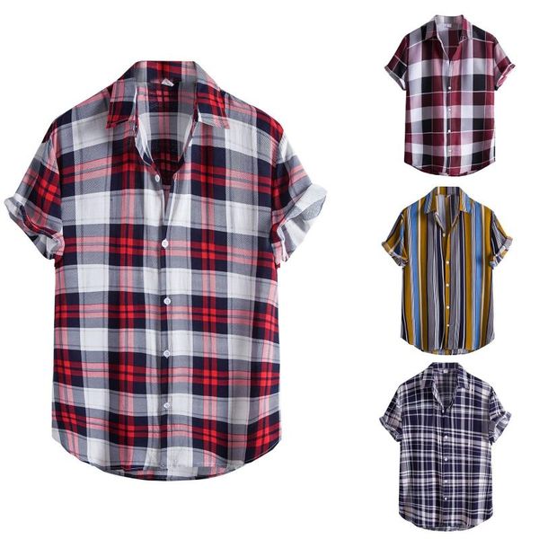 men's casual shirts summer fashion short-sleeved striped print single-breasted lapel vintage printed t-shirts for men, White;black
men's casual shirts summer fashion short-sleeved striped print single-breasted lapel vintage printed t-shirts for men, White;black