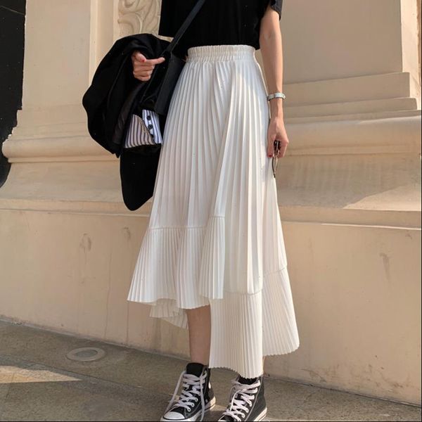 solid color elastic high waist stitching ruffled irregular pleats woman skirt simple fashion 2021 autumn new tv518, Black
solid color elastic high waist stitching ruffled irregular pleats woman skirt simple fashion 2021 autumn new tv518, Black