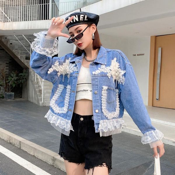 women's jackets autumn women's denim cropped jacket female pockets lace ruffles short jean ladies 2021 fashion button casual coats, Black;brown
women's jackets autumn women's denim cropped jacket female pockets lace ruffles short jean ladies 2021 fashion button casual coats, Black;brown