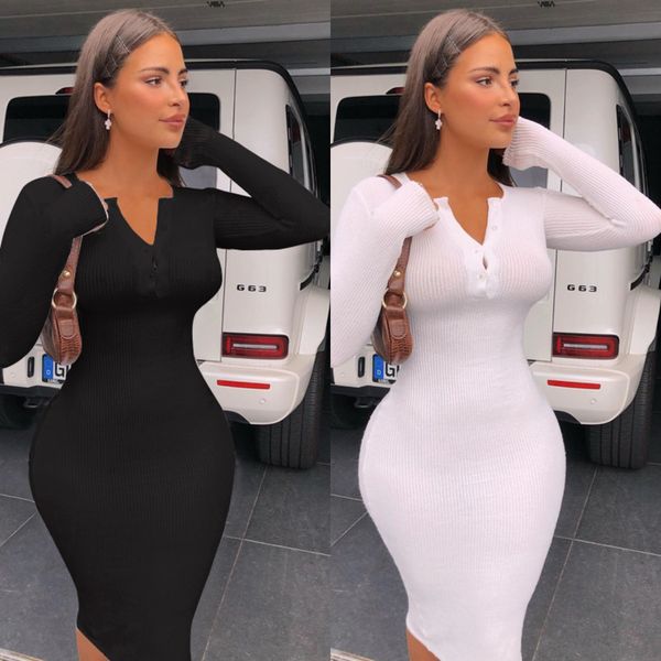 dulzura ribbed knitted women midi dress solid long sleeve buttons o neck bodycon party elegant 2020 autumn winter club x0521, Black;gray
dulzura ribbed knitted women midi dress solid long sleeve buttons o neck bodycon party elegant 2020 autumn winter club x0521, Black;gray