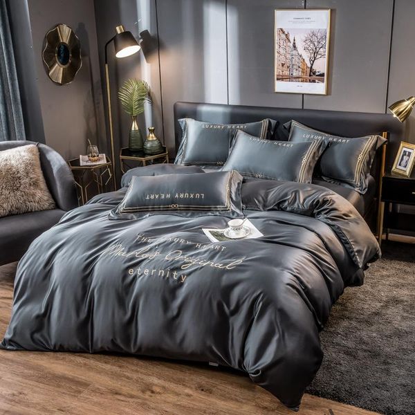 bedding sets satin silky set luxury embroidery bed duvet cover fitted sheet flat pillwocases king size
bedding sets satin silky set luxury embroidery bed duvet cover fitted sheet flat pillwocases king size