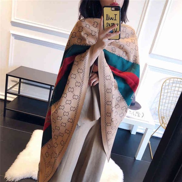 design winter new cashmere scarf korean double face letter stripe scarf women's thickened warm shawl, Blue;gray
design winter new cashmere scarf korean double face letter stripe scarf women's thickened warm shawl, Blue;gray