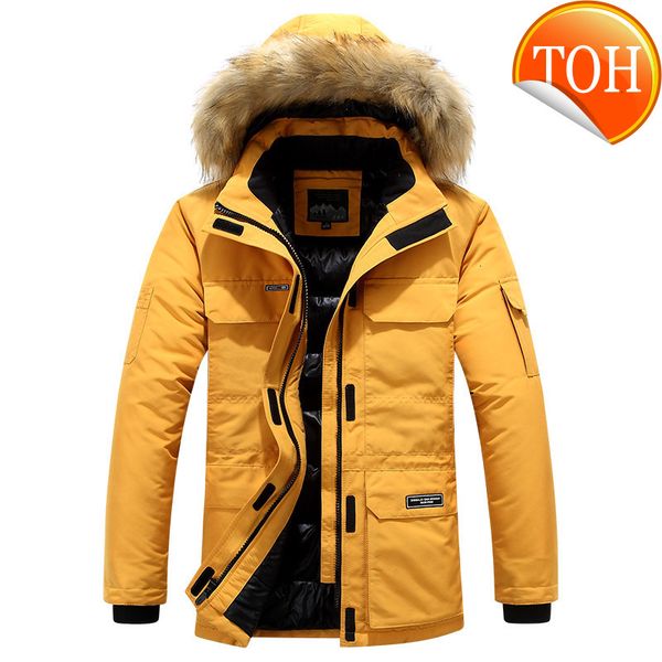 -30 degree winter cotton jacket parkas men's thick warm fur coller fashion couple coats hooded snow windbreaker outerwear, Black
-30 degree winter cotton jacket parkas men's thick warm fur coller fashion couple coats hooded snow windbreaker outerwear, Black