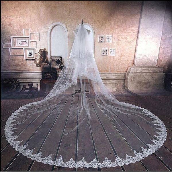 bridal veils white ivory bride two layers 5m mantilla velo cathedral long lace edge wedding veil with comb accessories, Black
bridal veils white ivory bride two layers 5m mantilla velo cathedral long lace edge wedding veil with comb accessories, Black