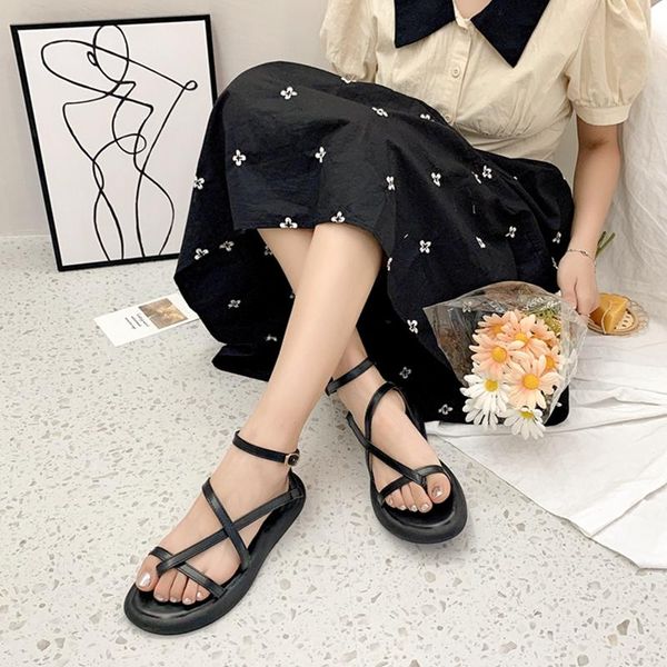 sandals crrcrrcrr women's non-slip buckle ankle strap summer female flats narrow band casual clip toe fashion woman shoes, Black
sandals crrcrrcrr women's non-slip buckle ankle strap summer female flats narrow band casual clip toe fashion woman shoes, Black