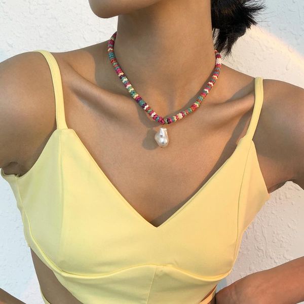 pendant necklaces 2021 bohemian colorful imitation pearlnecklace for women summer short beaded collar clavicle choker necklace female jewelr, Silver
pendant necklaces 2021 bohemian colorful imitation pearlnecklace for women summer short beaded collar clavicle choker necklace female jewelr, Silver