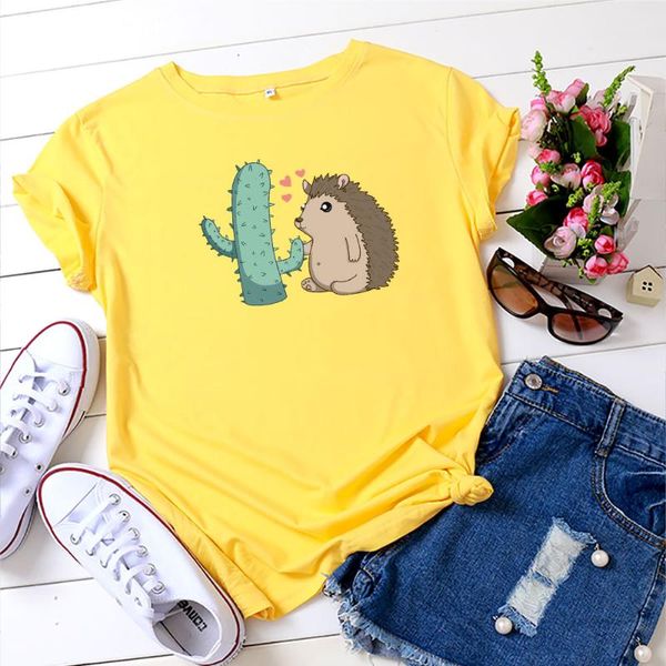 women's t-shirt cartoon funny hedgehog print t shirt plus size women summer 100%cotton short sleeve female tees lady casual tshirt, White
women's t-shirt cartoon funny hedgehog print t shirt plus size women summer 100%cotton short sleeve female tees lady casual tshirt, White