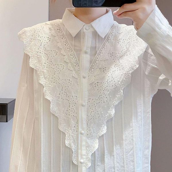 women's blouses & shirts lamtrip vintage lace patchwork preppy style cotton long sleeve shirt 2021 autumn blouse women, White
women's blouses & shirts lamtrip vintage lace patchwork preppy style cotton long sleeve shirt 2021 autumn blouse women, White