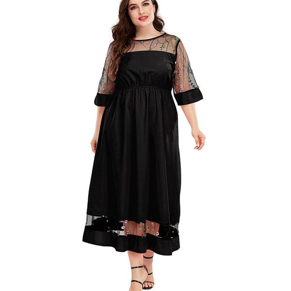 casual dresses ladies splicing large size women 2021 summer loose lace short sleeve round neck long dress nbh155, Black;gray
casual dresses ladies splicing large size women 2021 summer loose lace short sleeve round neck long dress nbh155, Black;gray