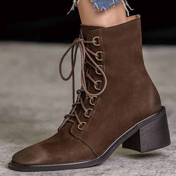 boots women's natural suede leather rivet lace-up punk motorcycle square toe gradient color retro autumn short ankle shoes, Black
boots women's natural suede leather rivet lace-up punk motorcycle square toe gradient color retro autumn short ankle shoes, Black