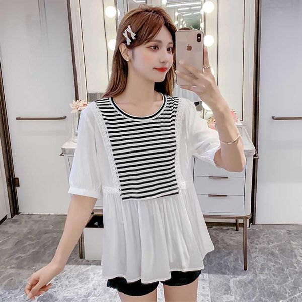 casual dresses stitched shirt women's 2021 summer design sense minority loose 5-point medium sleeve short top, Black;gray
casual dresses stitched shirt women's 2021 summer design sense minority loose 5-point medium sleeve short top, Black;gray